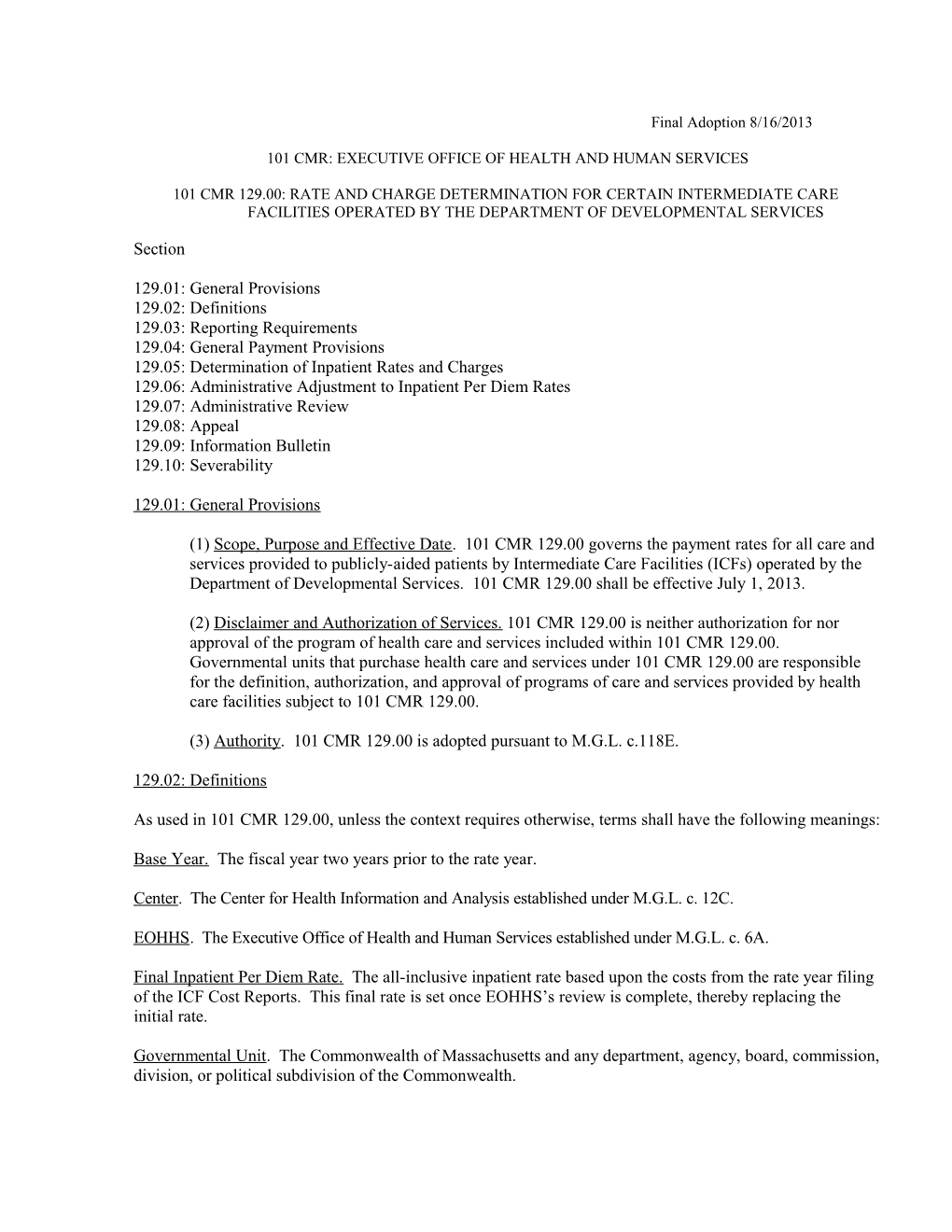 Code of Massachusetts Regulations Folio Views Infobase