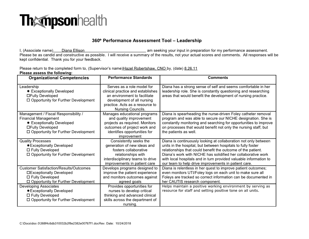 360 Performance Assessment Tool Leadership