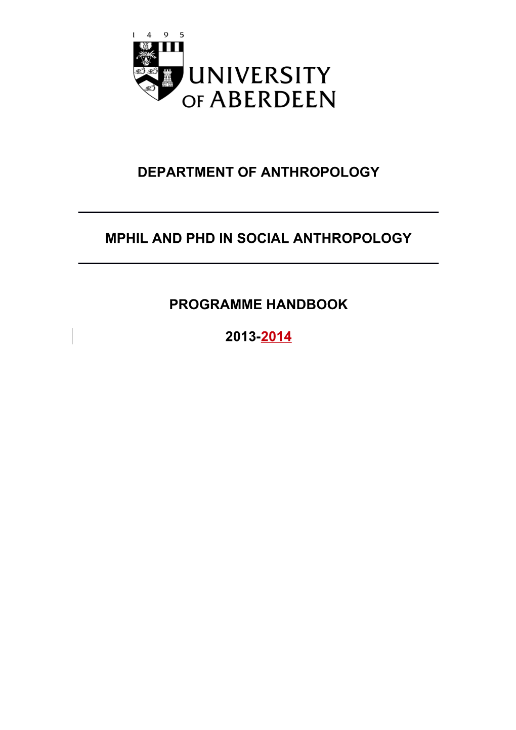 Mphil and Phd in Social Anthropology