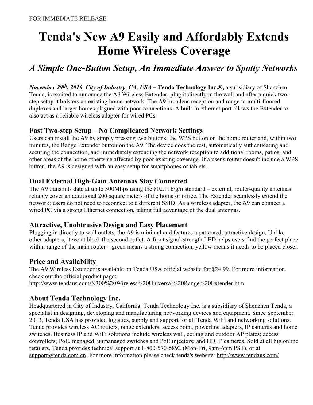 Tenda's New A9 Easily and Affordably Extends Home Wireless Coverage