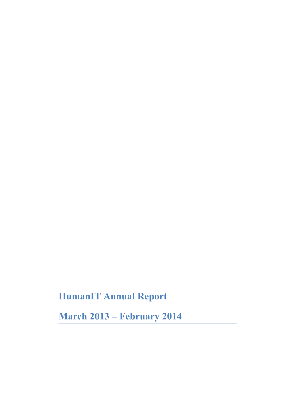 Humanit Annual Report