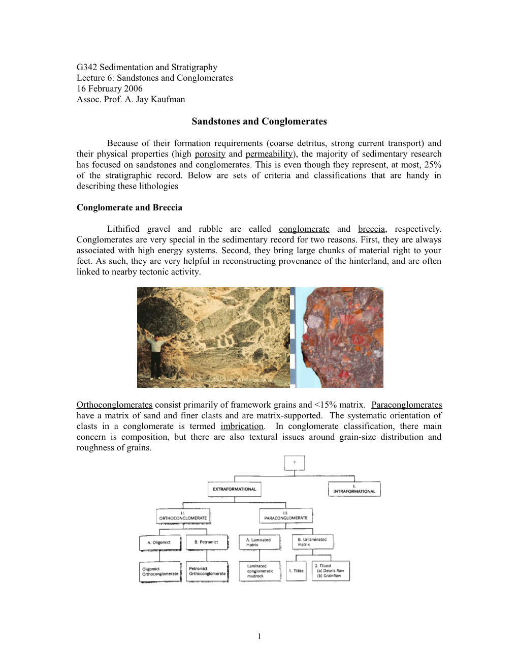 Lecture 6: Sandstones and Conglomerates