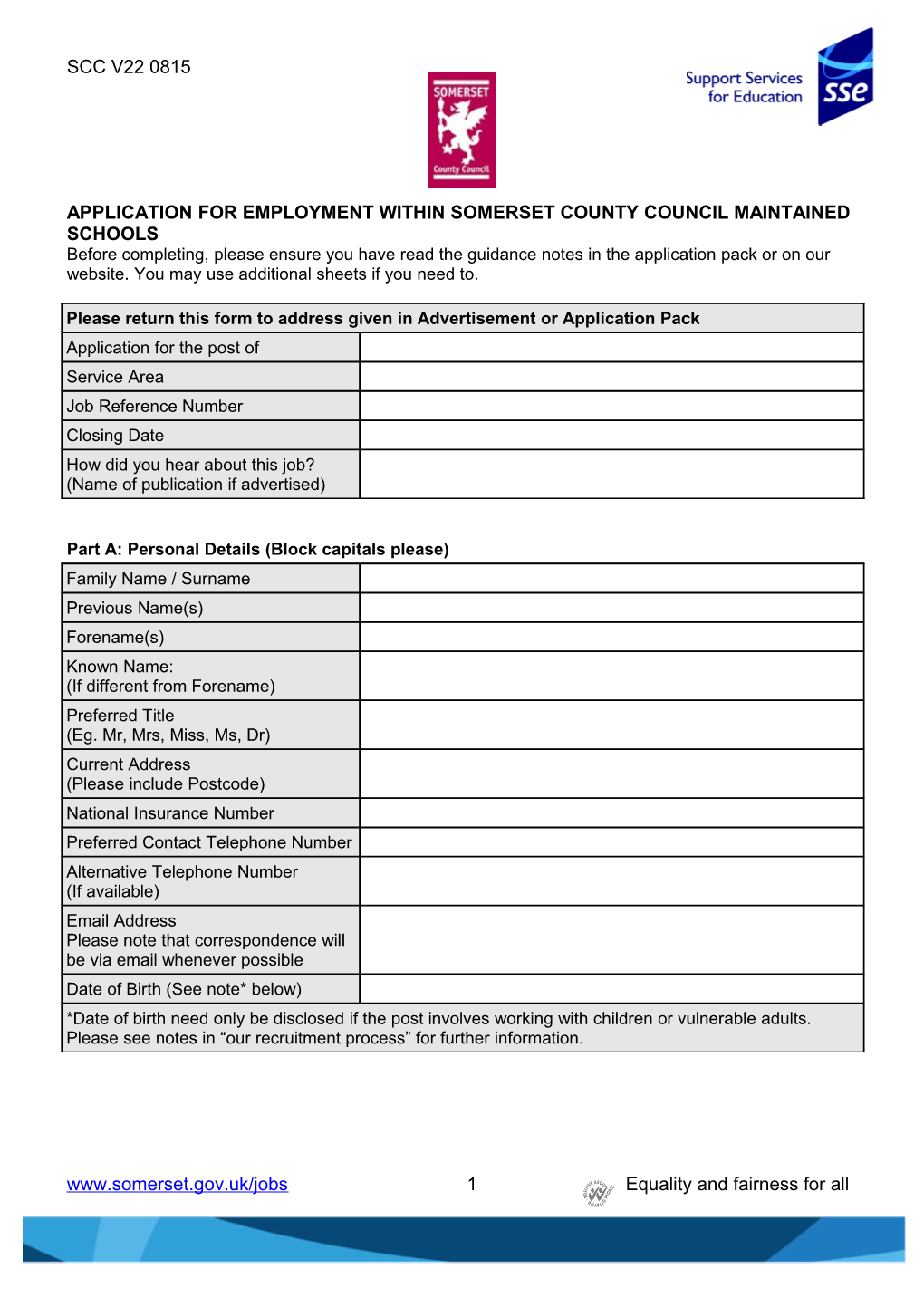 Appendix 4 - Non Teaching Application Form