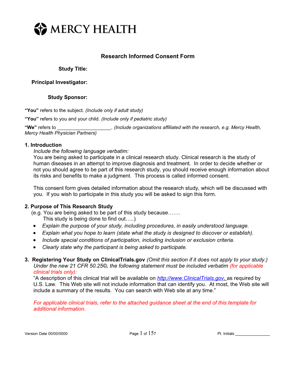 Research Informed Consent Form