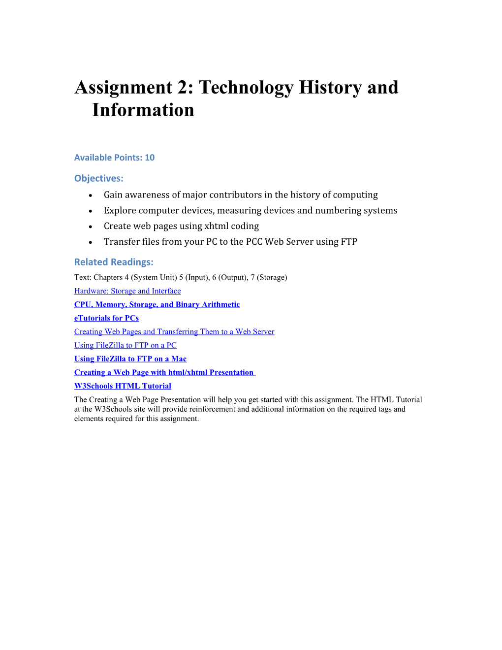 Assignment 2: Technology History and Information