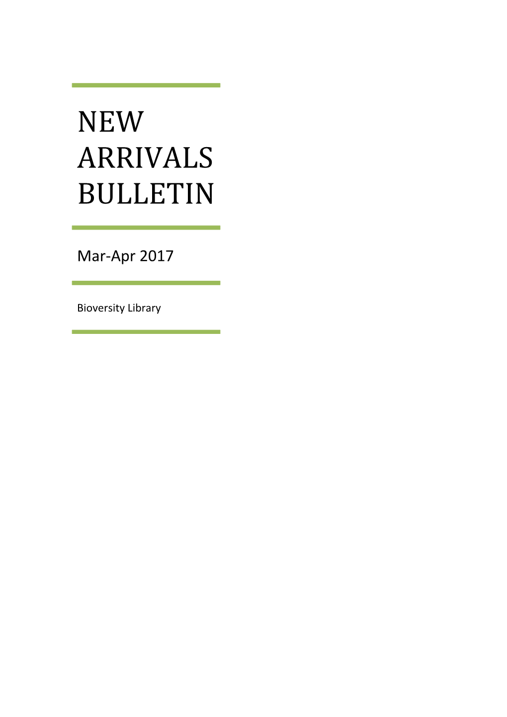 New Arrivals Bulletin