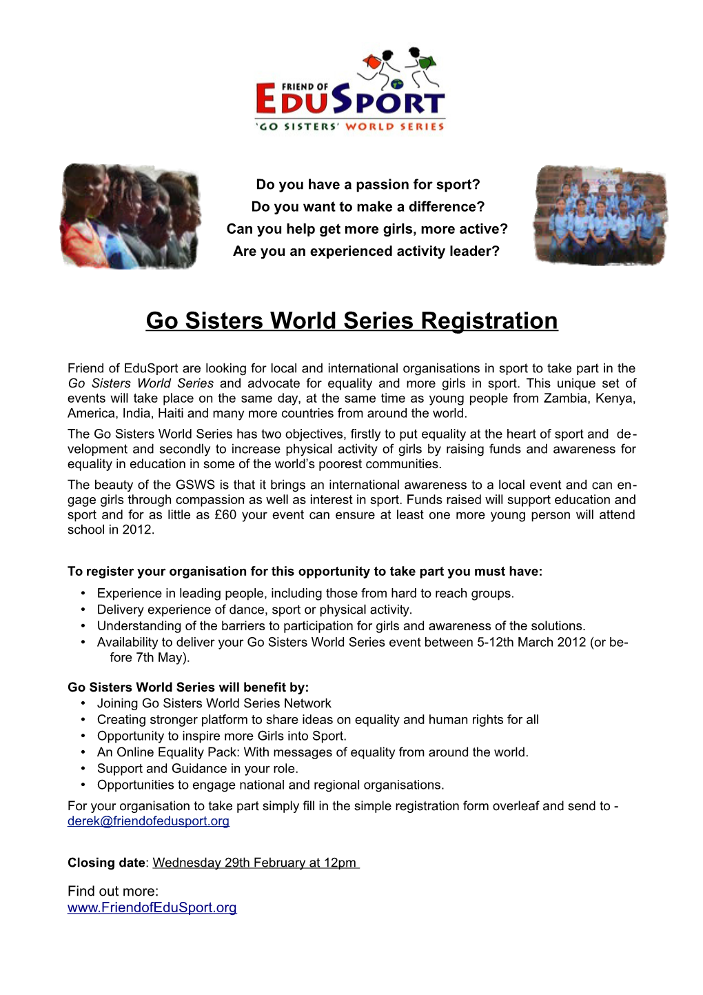 Go Sisters World Series Ambassadors