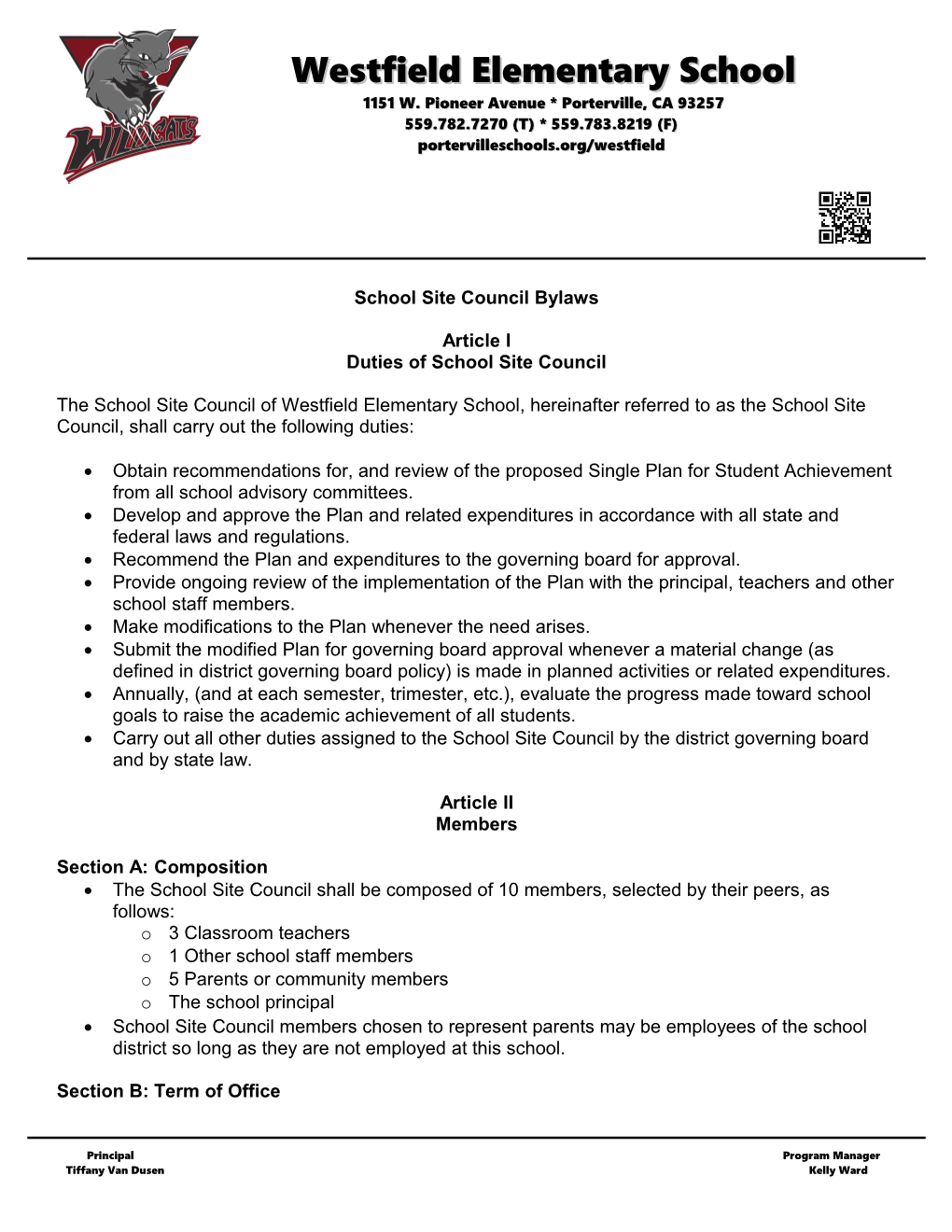 School Site Council Bylaws