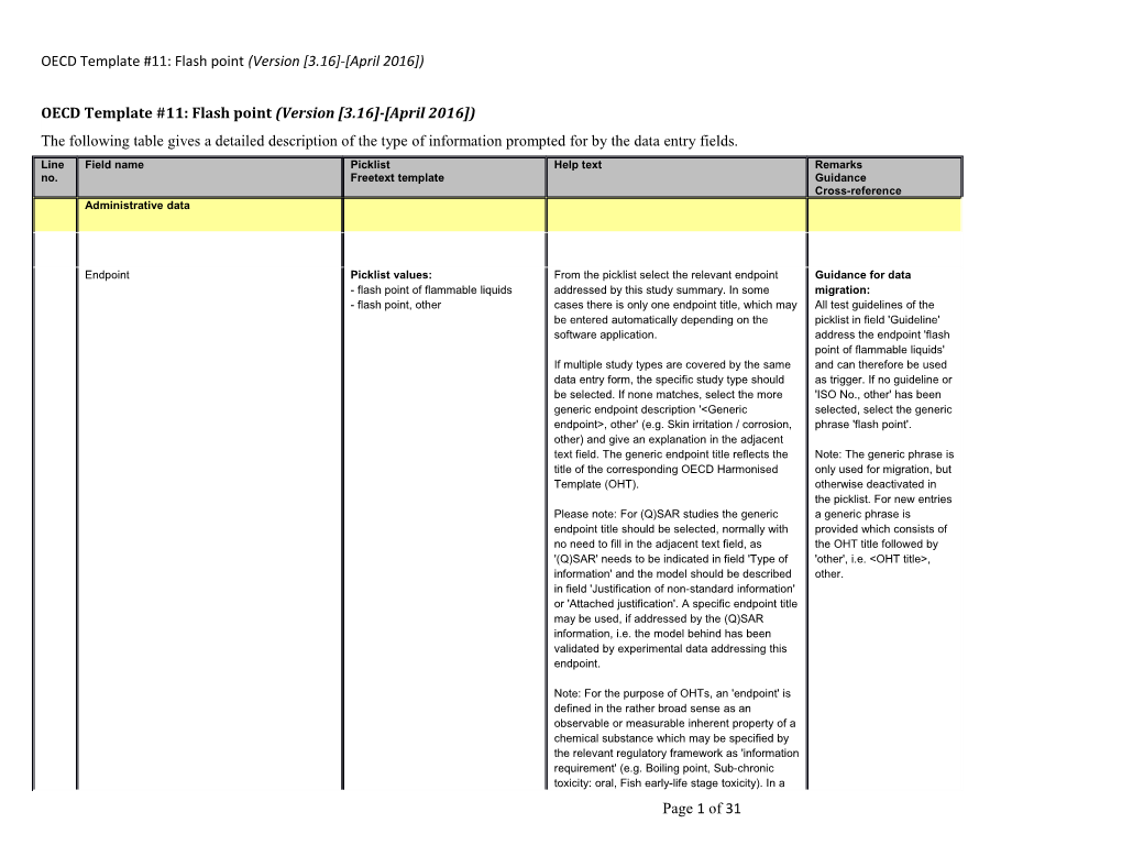 Oecdtemplate #11: Flash Point(Version 3.16 - April 2016 )