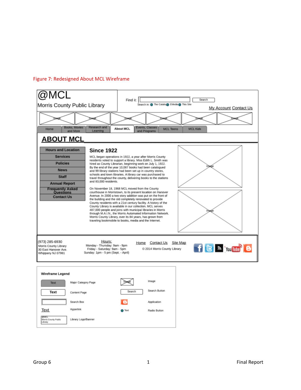 Figure 7: Redesigned About MCL Wireframe