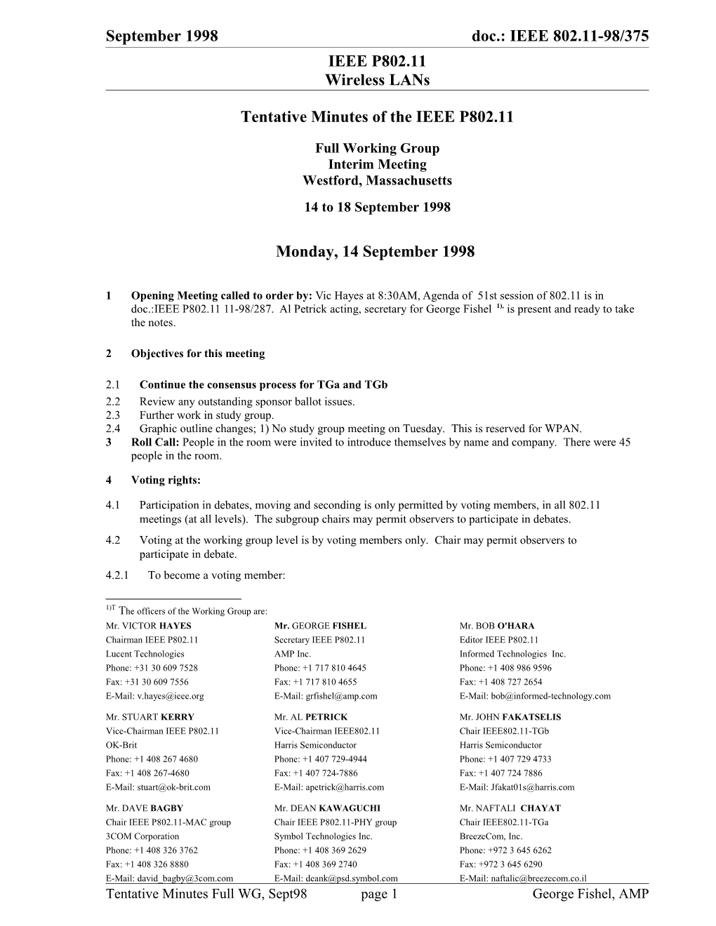 Tentative Minutes of the IEEE P802.11