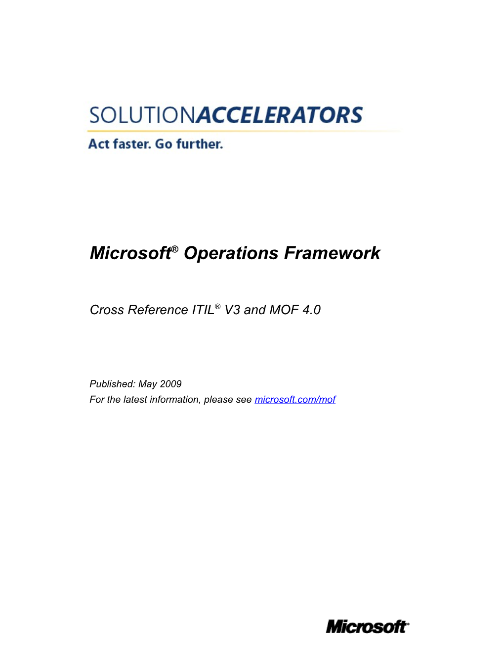 Cross Reference ITIL V3 and MOF 4.0