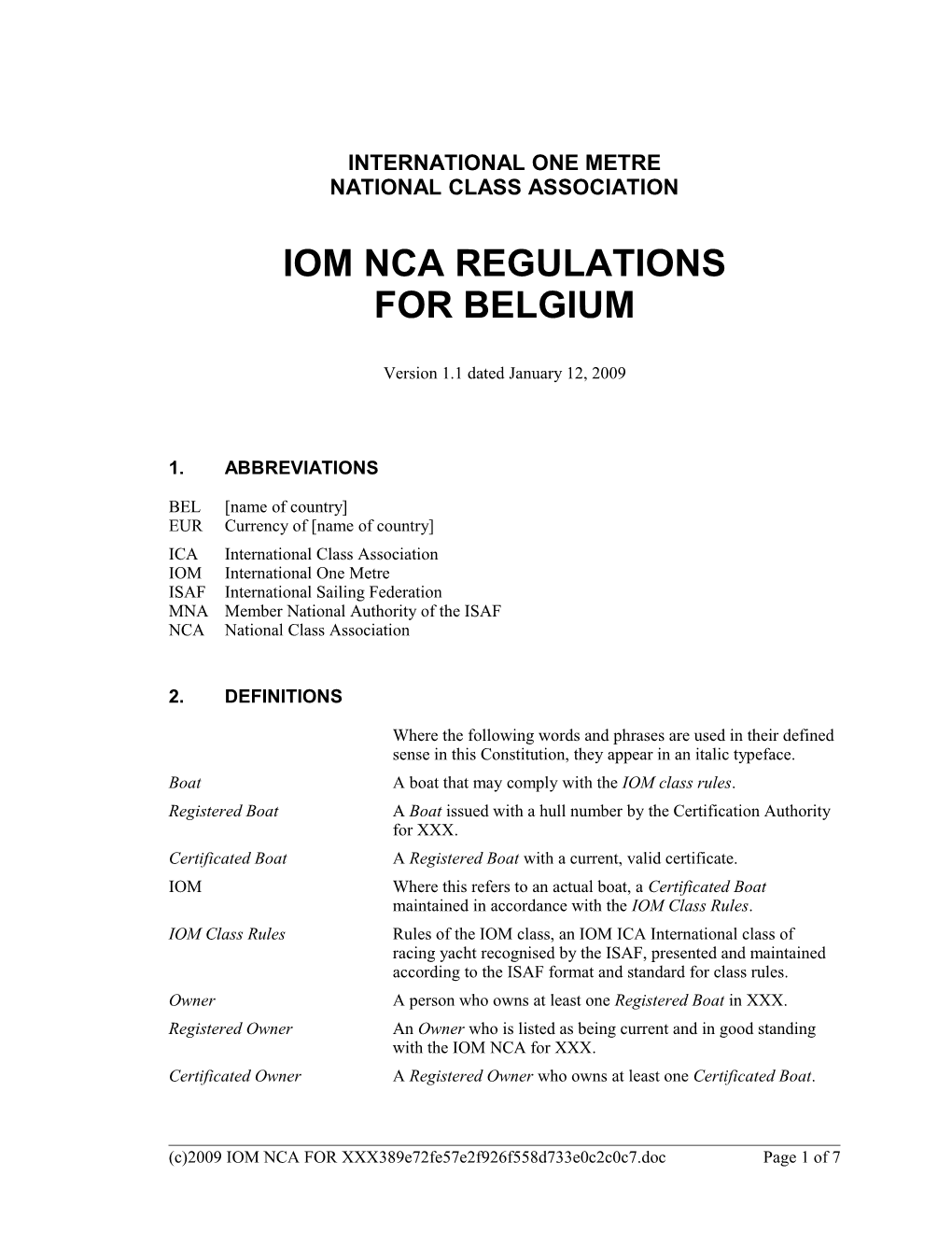 Iom Nca Regulations