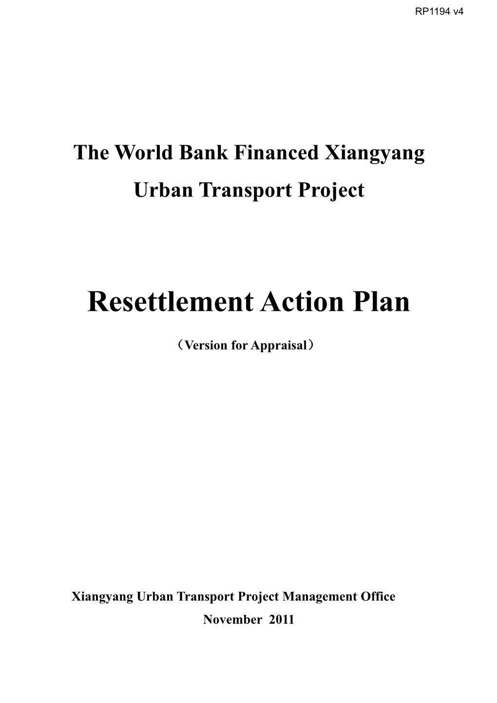 The World Bank Financed Xiangyang Urban Transport Project