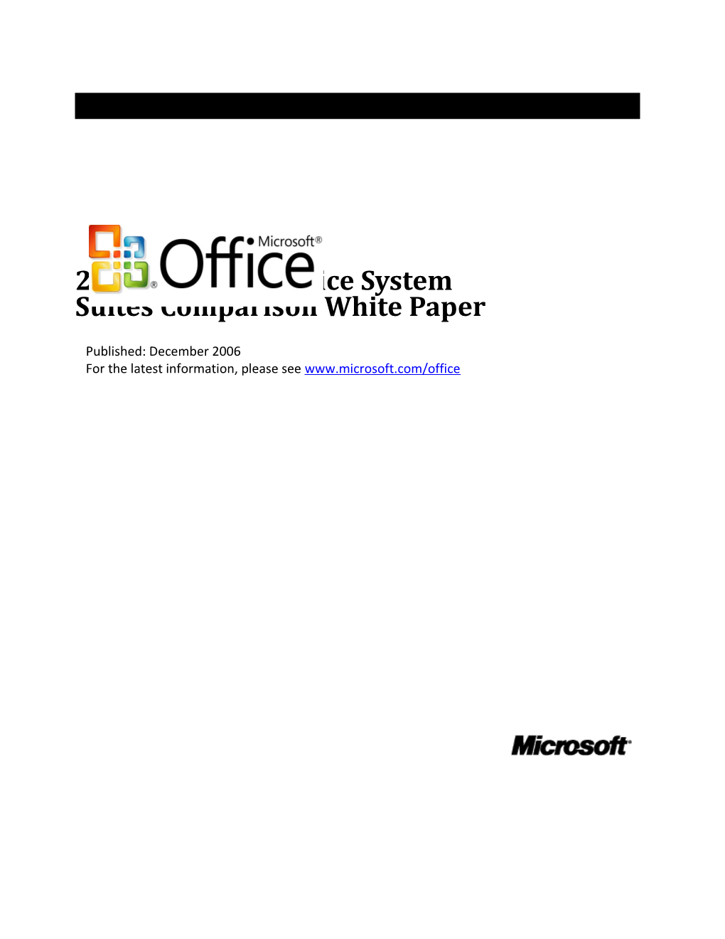 2007 Microsoft Office System Suites Comparisonwhite Paper