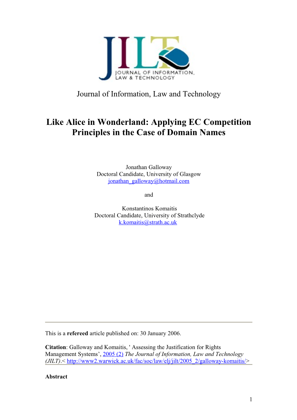 Defining Ec Competition Law in the Domain Name Market