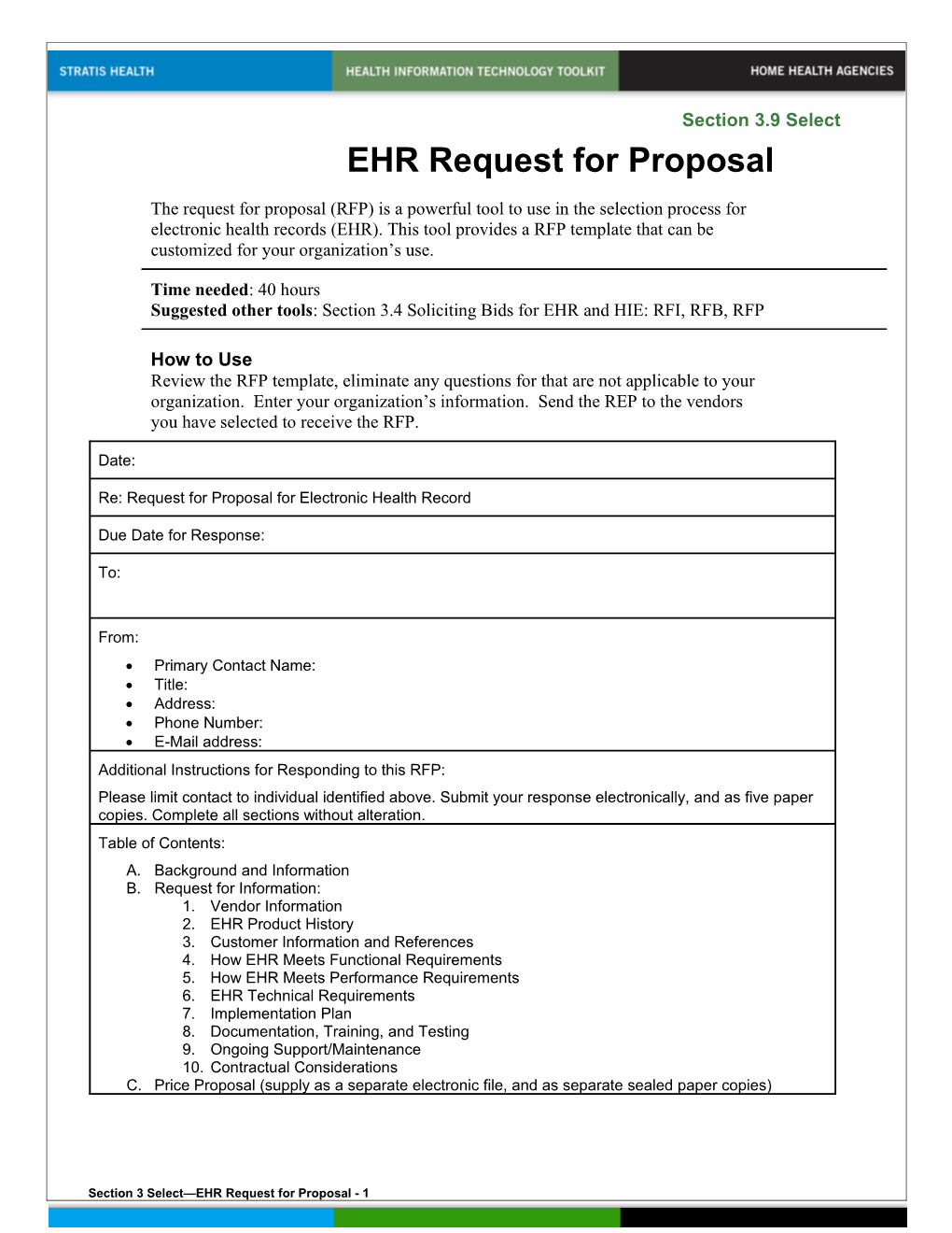 EHR Request for Proposal