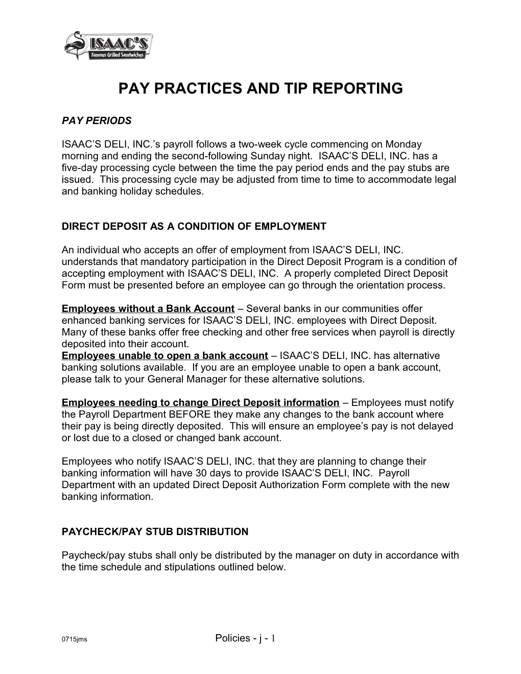 Pay Practices and Tip Reporting