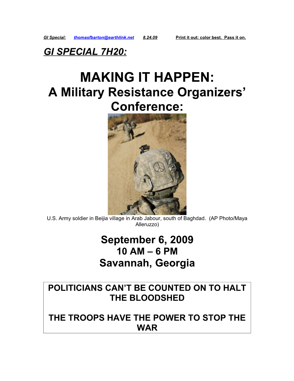 A Military Resistance Organizers Conference