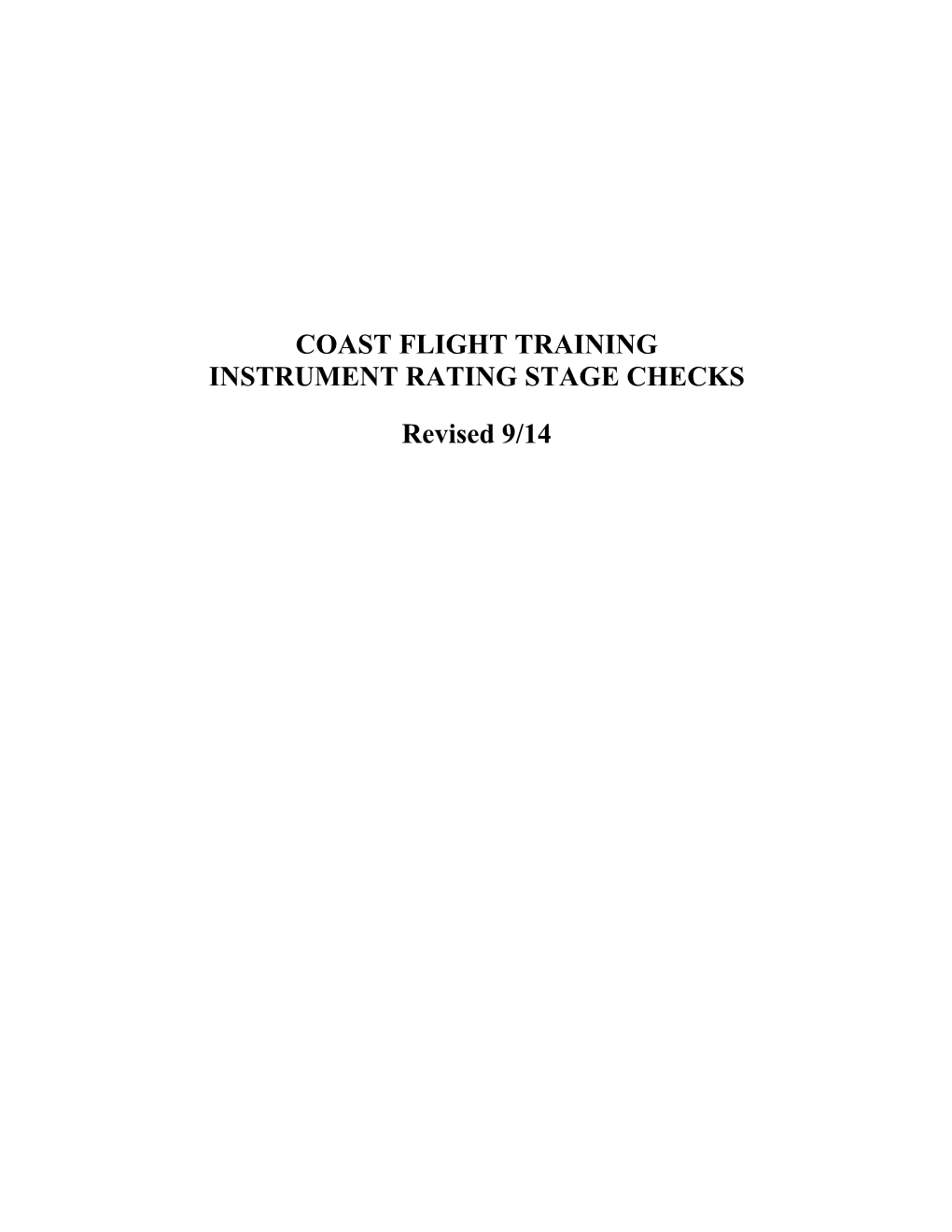 Instrument Rating Stage Checks