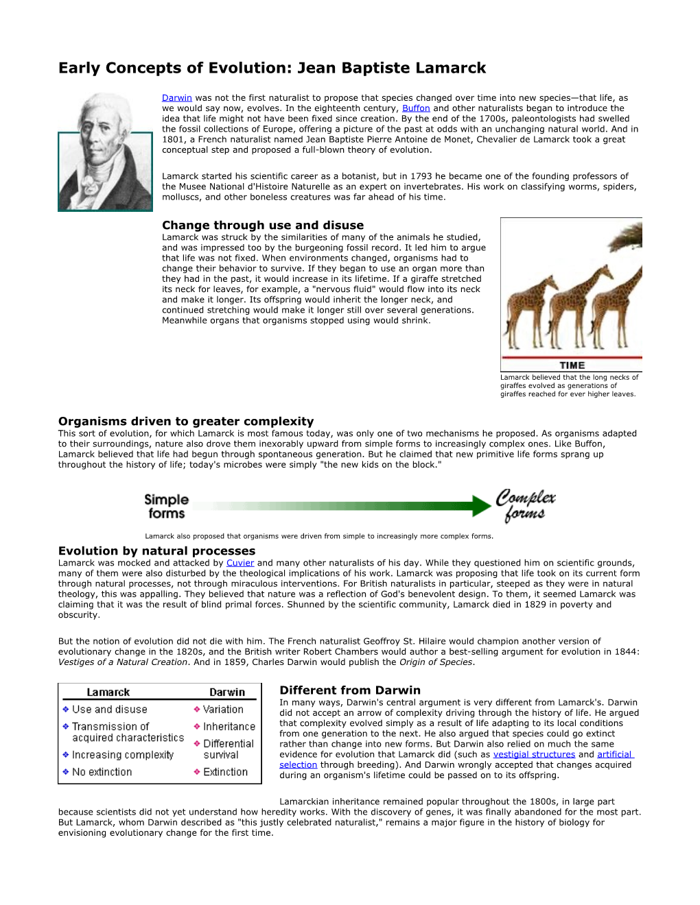 Early Concepts of Evolution: Jean Baptiste Lamarck