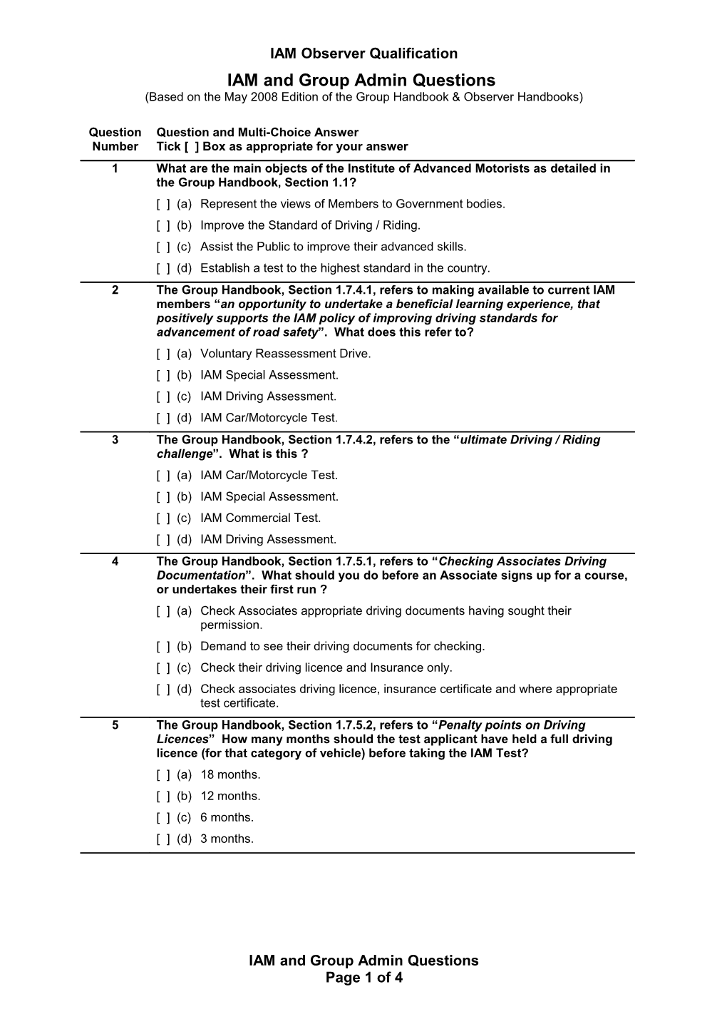 Administration and Documentation Questions