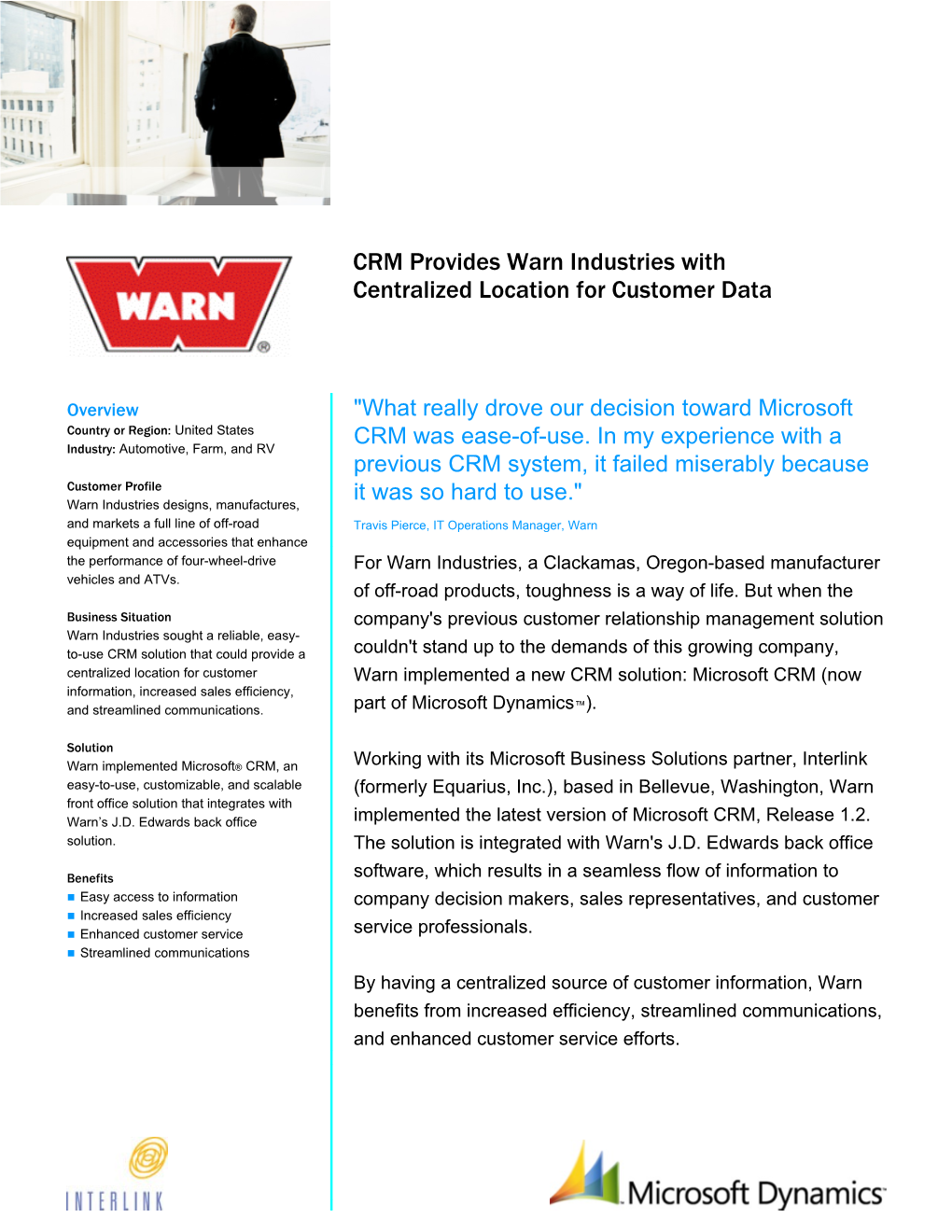 CRM Provides Warn Industries with Centralized Location for Customer Data