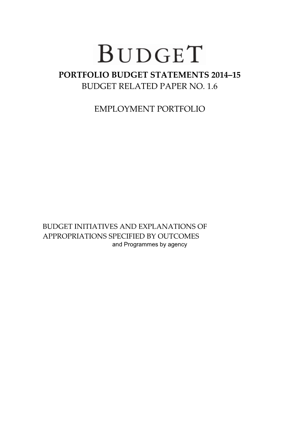 Portfolio Budget Statements 2014 15