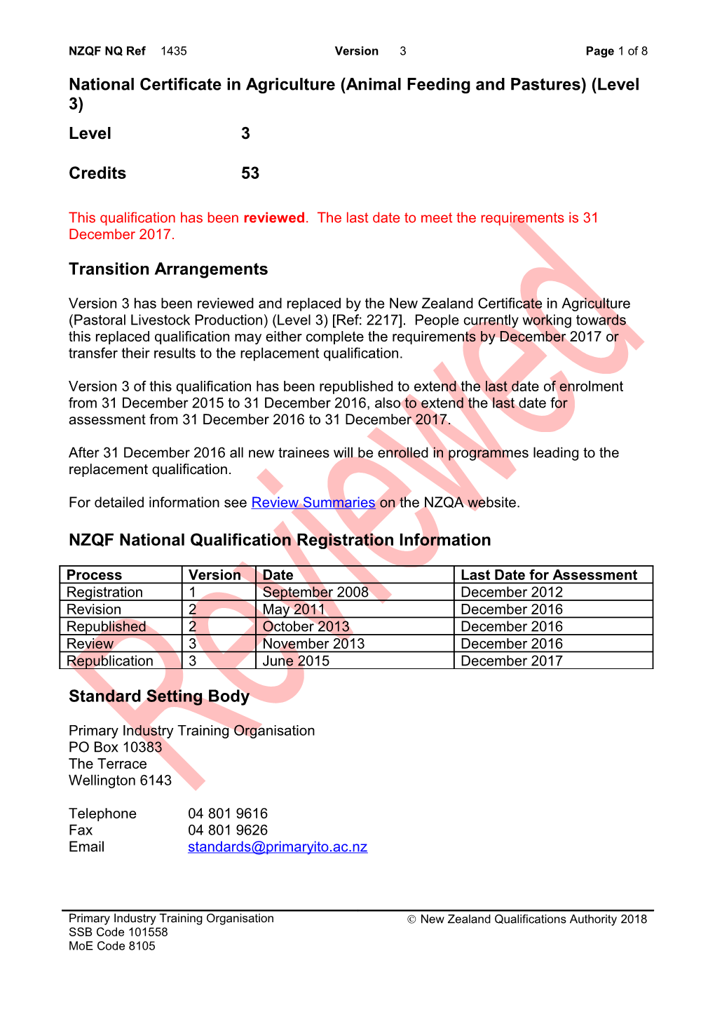 1435 National Certificate in Agriculture (Animal Feeding and Pastures) (Level 3)