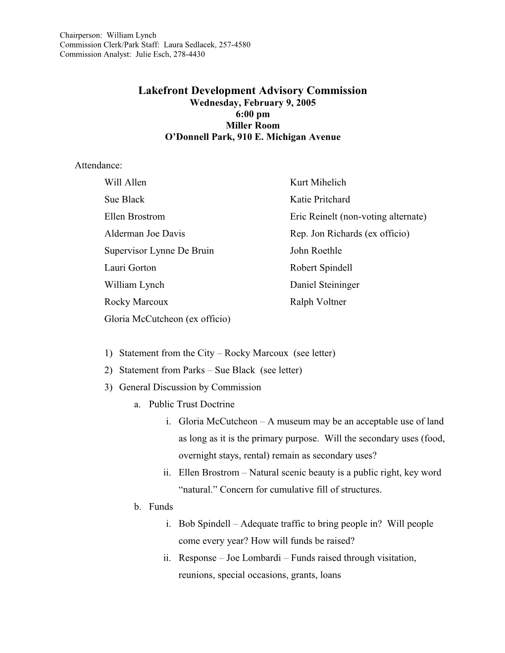 Lakefront Development Advisory Commission