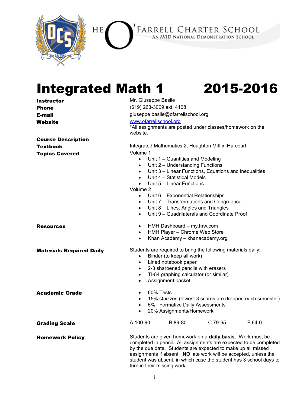 Unit 1 Quantities and Modeling