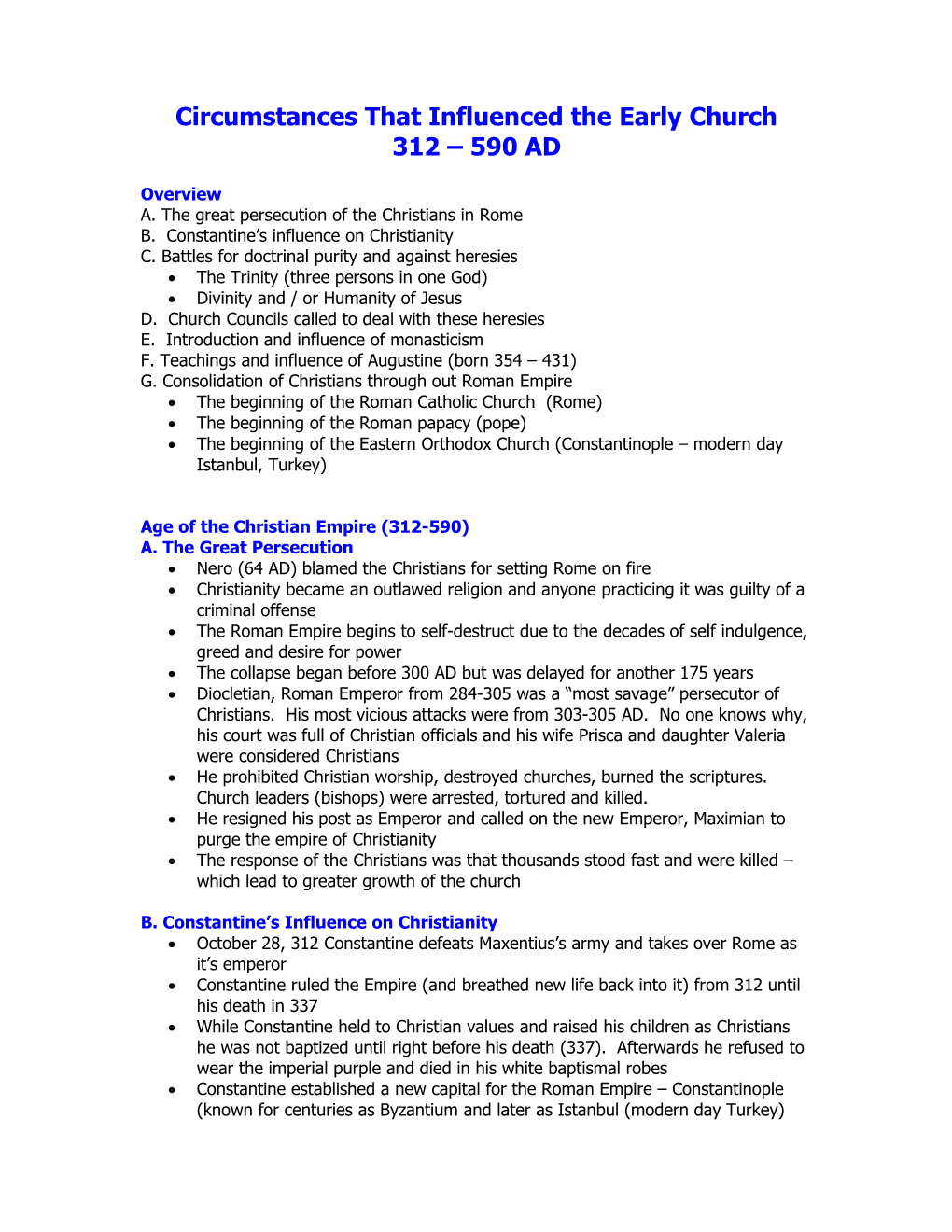 Circumstances That Influenced the Early Church