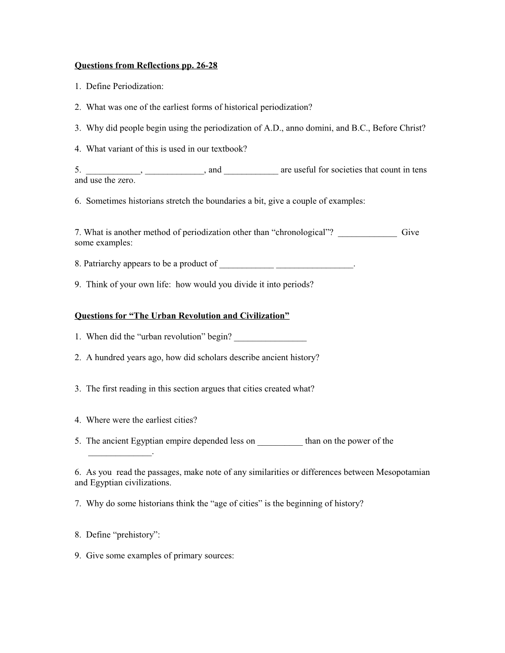 Questions from Reflections Pp. 26-28