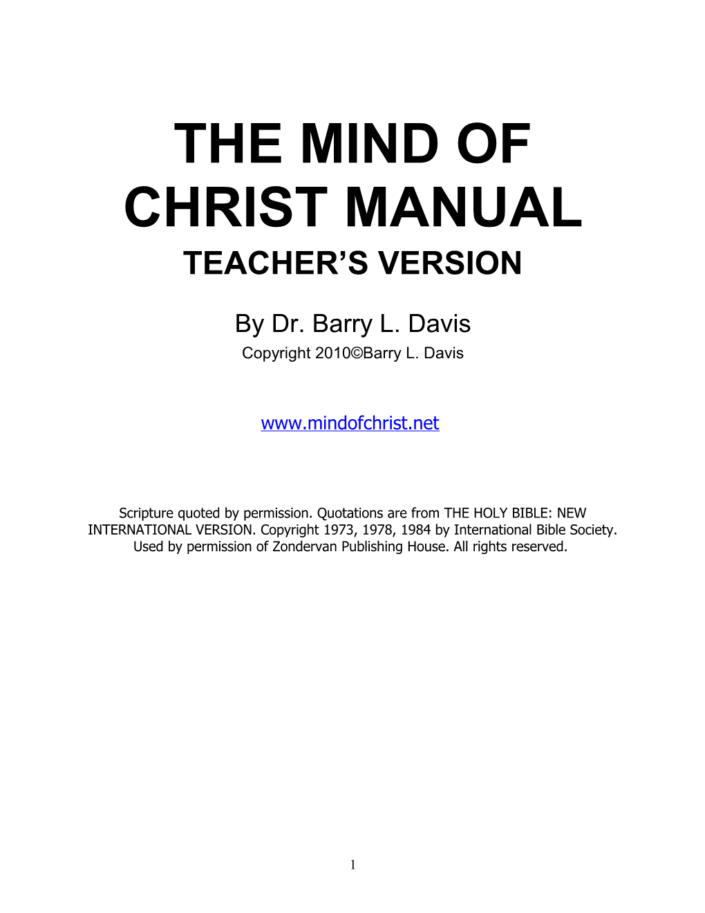 The Mind of Christ Manual