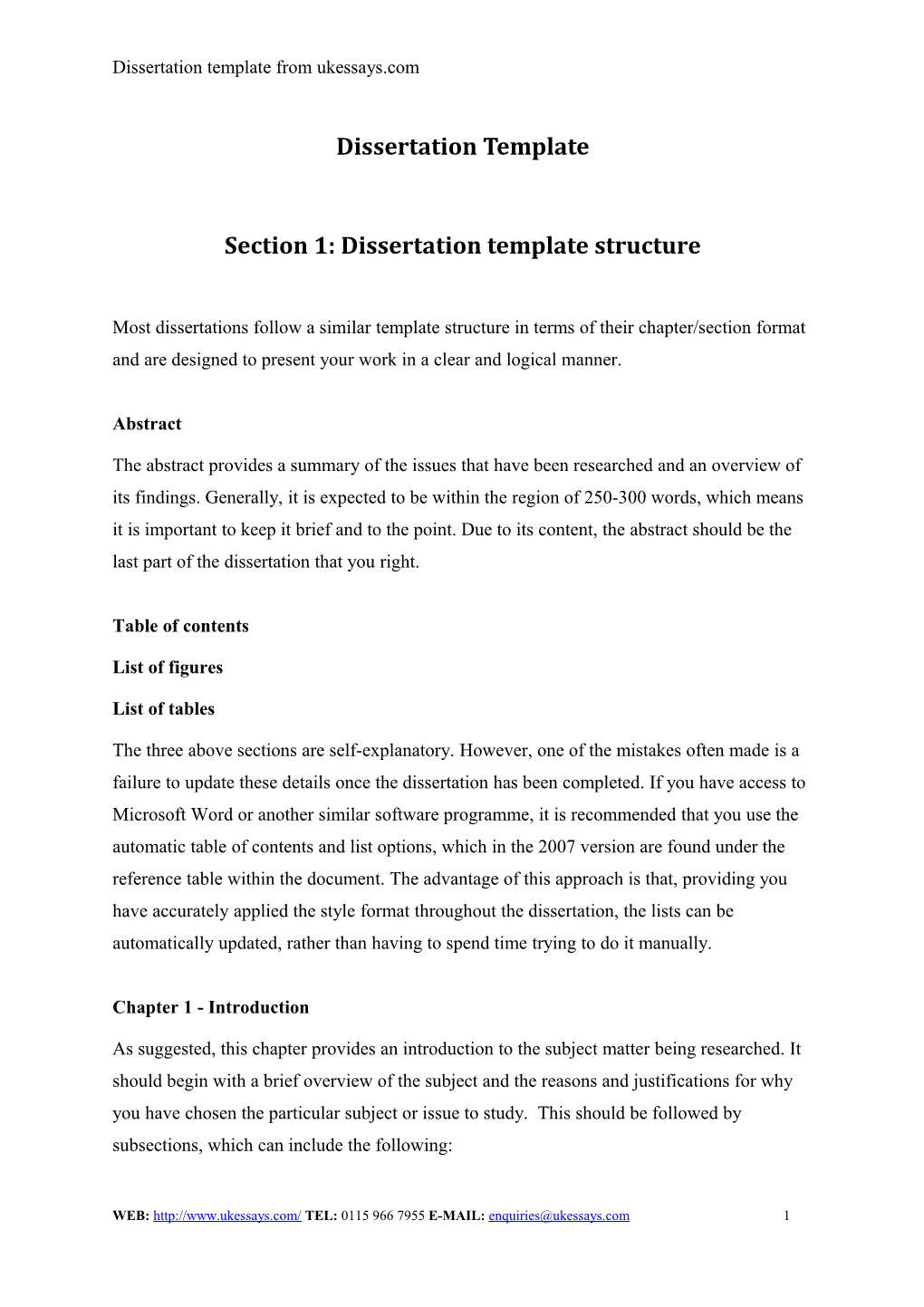 Dissertation Template Example