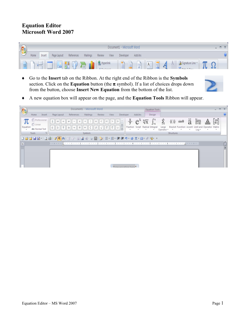 To Add Equation Editor to Word Toolbars