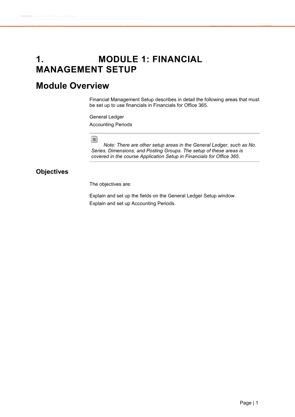 Module 1: Financial Management Setup