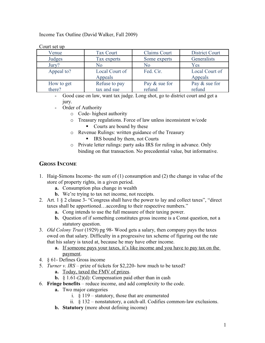 Income Tax Outline