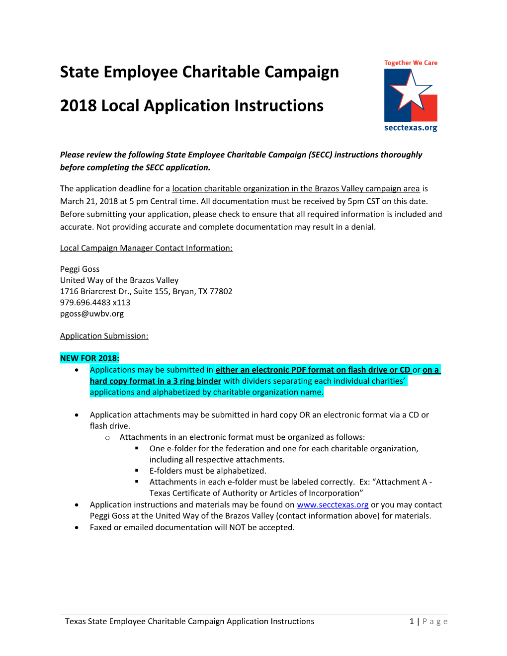 2018 Local Application Instructions