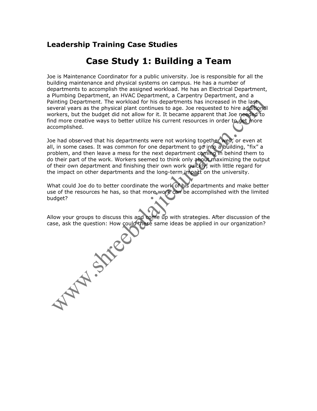 Leadership Training Case Studies