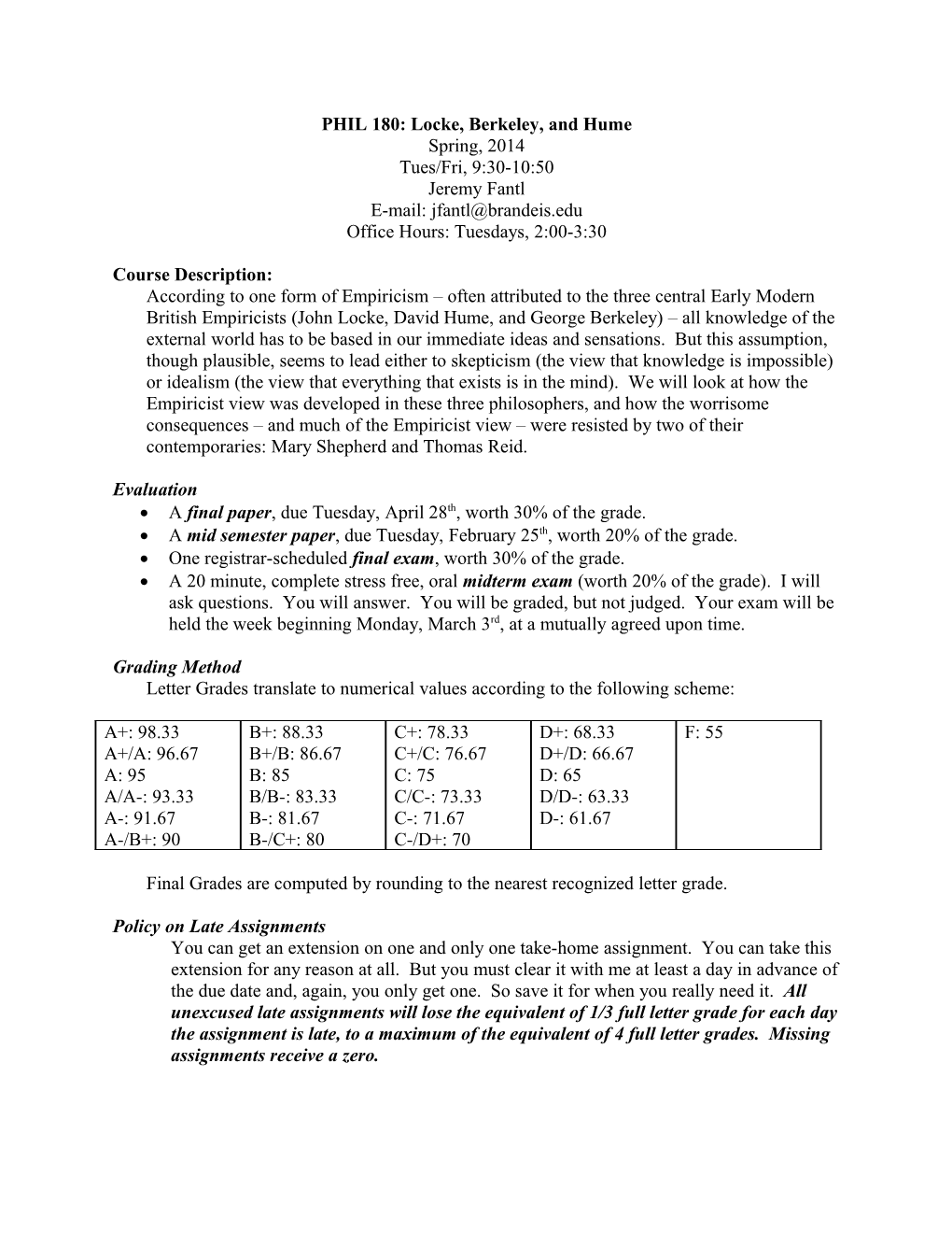 PHIL 180: Locke, Berkeley, and Hume