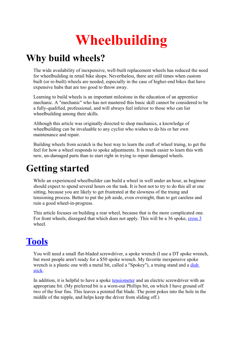 Why Build Wheels?