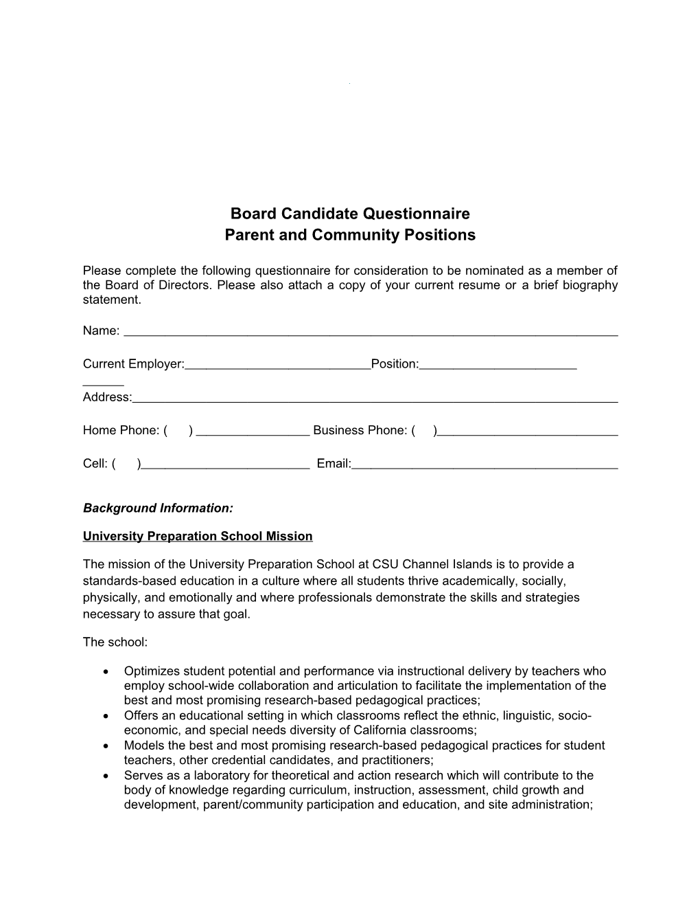 Parent and Community Positions