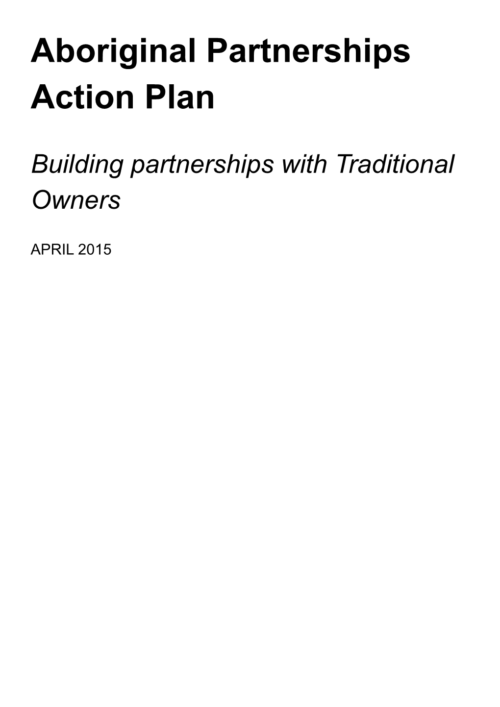 Aboriginal Partnerships Action Plan