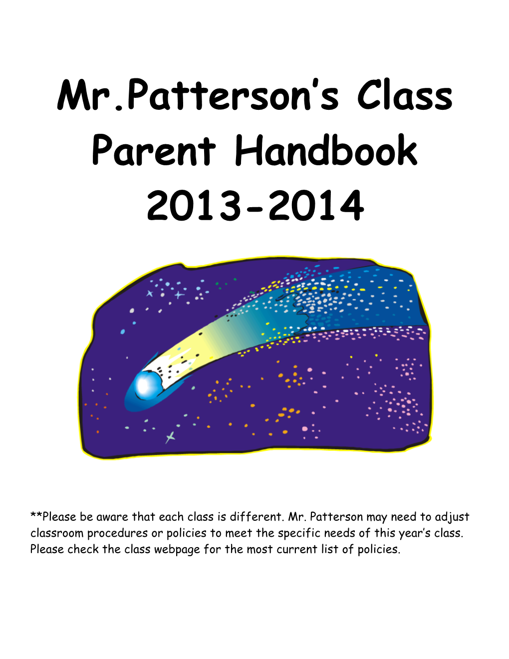 Mr. Patterson S Class Handbook