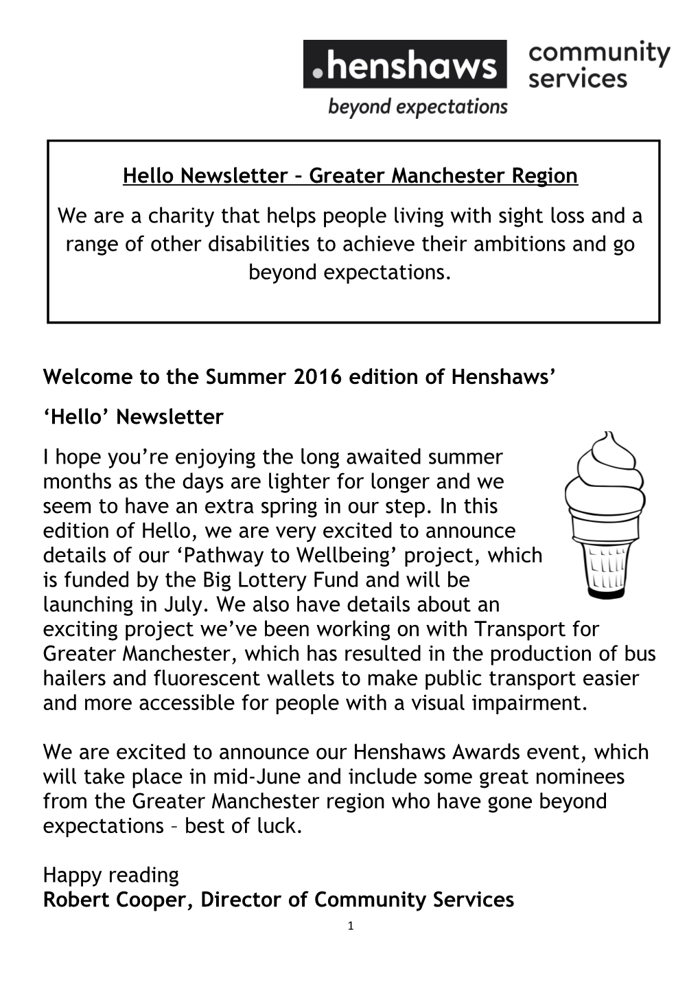 Hello Newsletter Greater Manchester Region