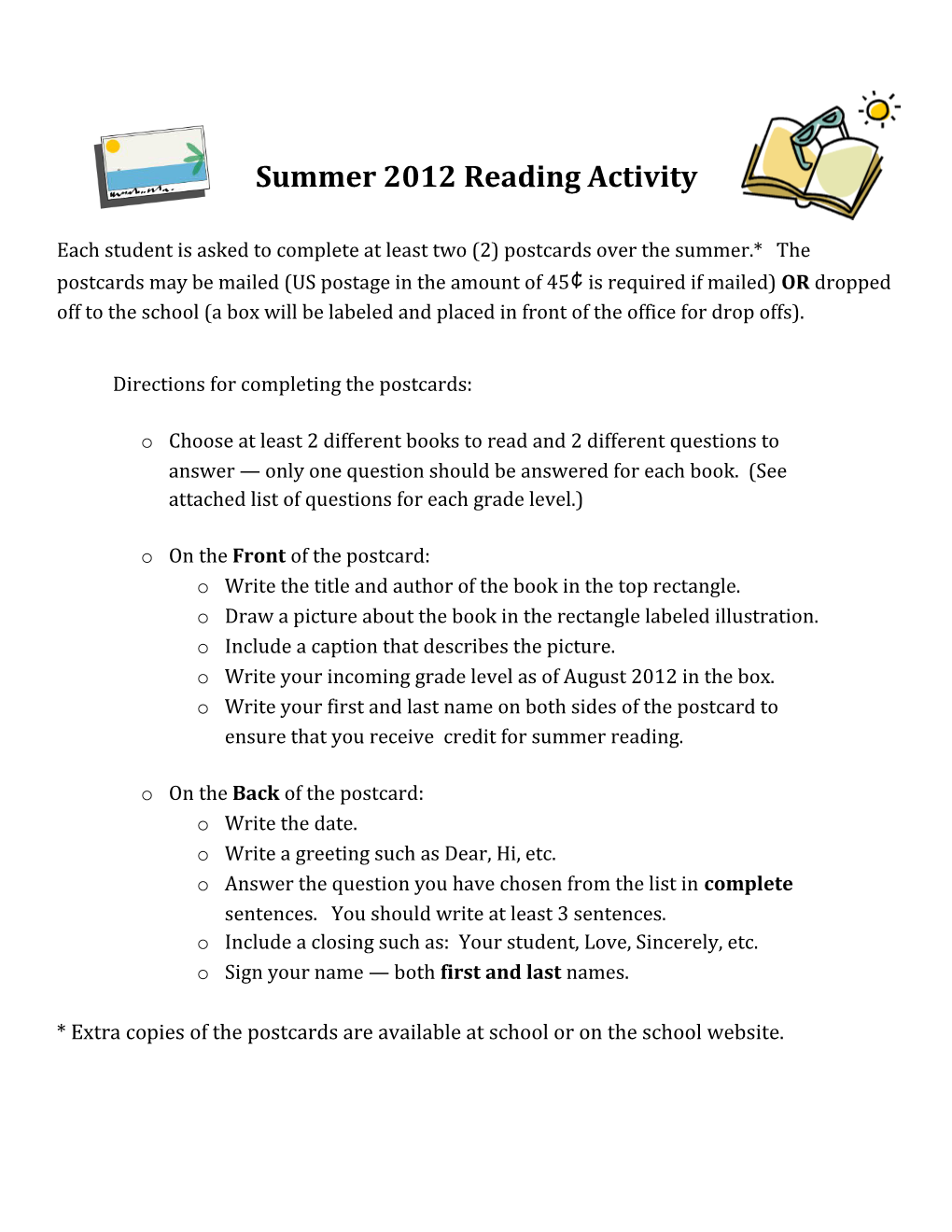 Summer 2012Reading Activity