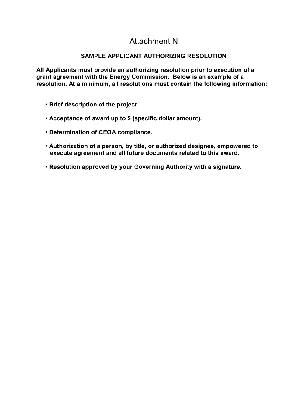 Sample Applicant Authorizing Resolution