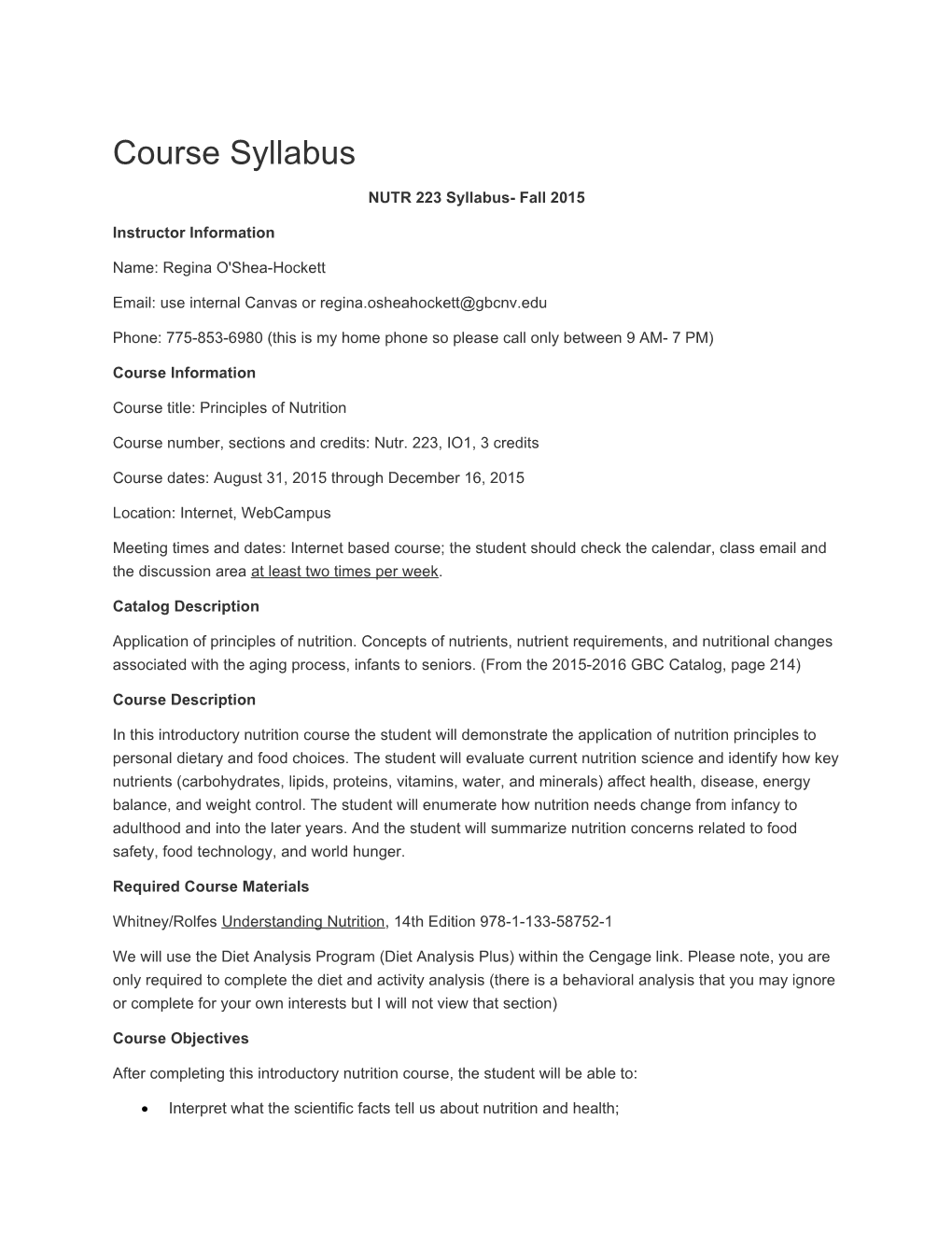 NUTR 223 Syllabus- Fall 2015