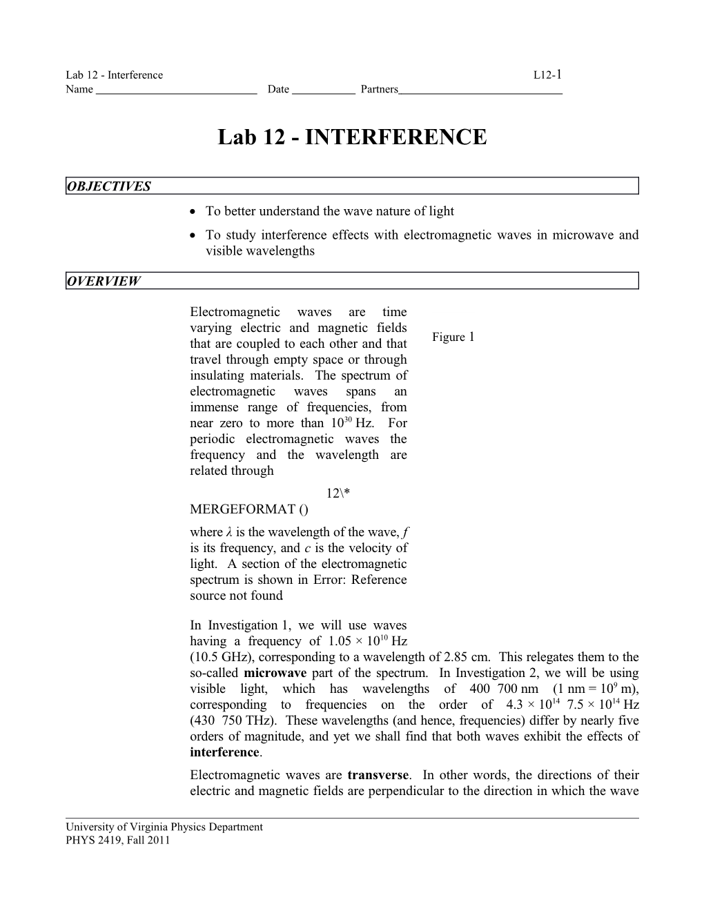 Microwave and Light Interference